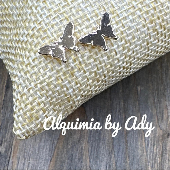 Dainty gold steel butterfly stud earrings/minimalist balletcore style jewelry